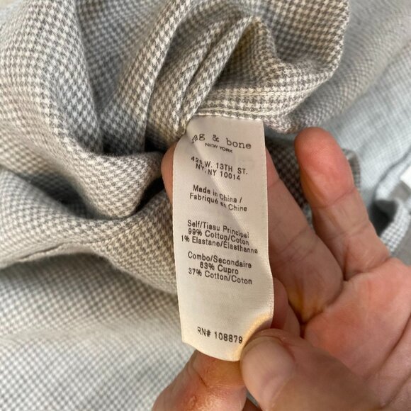Rag & Bone Mens Button Up Shirt Classic Fit Medium Gray Herringbone Long Sleeves - Picture 7 of 11